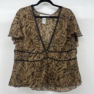 Vintage Sag Harbor Size 18W Sheer Baby‎ Doll Top Lace Trim Phoebe Buffay 90s Y2K